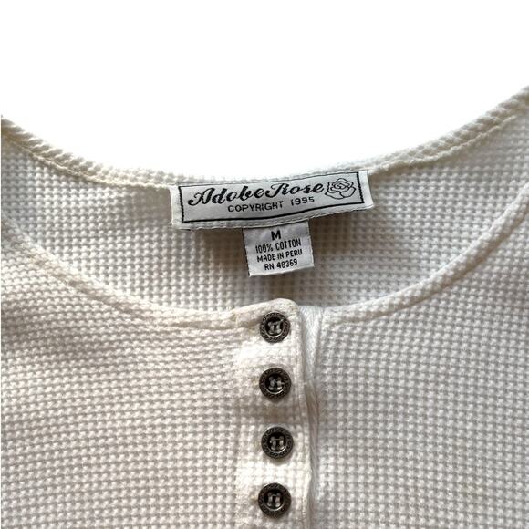 Adobe Rose 90s Southwestern Waffle Thermal Henley Tee M - Picture 3 of 5